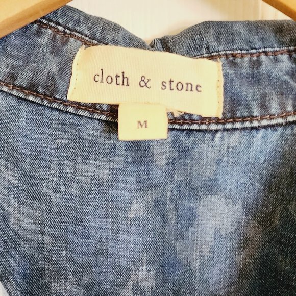Cloth & Stone by Anthropologie 3/4 Sleeve High Low Chambray Shirt Size M - Picture 4 of 8